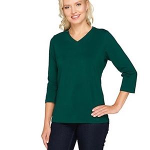 NEW Denim & Co. Green Jersey Knit Top Plus Size 1X
